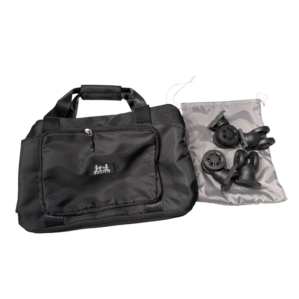 Quilivik‎ Expandable Rolling Duffel Bag Black Detachable Spinner Wheels 55L NIB